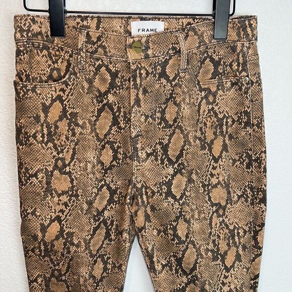 New FRAME High-Rise Snake-Effect Jeans Size 27 - Picture 4 of 16